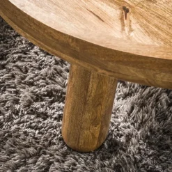 Salontafels-Giga Living Salontafel Rond - Naturel Mangohout - Set Van 2 - Tripod