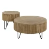 Salontafels-Giga Living Salontafel Rond 80cm - Naturel Mangohout - Set Van 2 - Wave