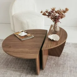 Salontafels-Arabic House Salontafel Rond 90cm - Walnoot Bruin Melamine - Podium