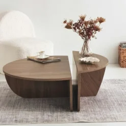 Salontafels-Arabic House Salontafel Rond 90cm - Walnoot Bruin Melamine - Podium
