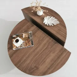 Salontafels-Arabic House Salontafel Rond 90cm - Walnoot Bruin Melamine - Podium