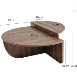 Salontafels-Arabic House Salontafel Rond 90cm - Walnoot Bruin Melamine - Podium