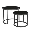 Dimehouse Salontafel set van 2 Paige marmer zwart rond - 53x53x47 cm - Stoneware - Zwart