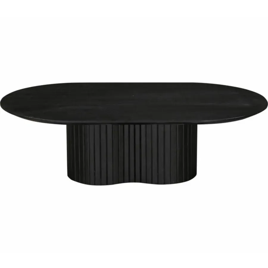 Giga Meubel Salontafel Zwart Mangohout - Ovaal - 90x60x35cm - Ava