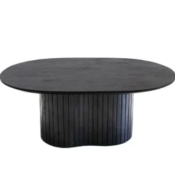 Giga Meubel Salontafel Zwart Mangohout - Ovaal - 90x60x35cm - Ava