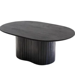 Giga Meubel Salontafel Zwart Mangohout - Ovaal - 90x60x35cm - Ava