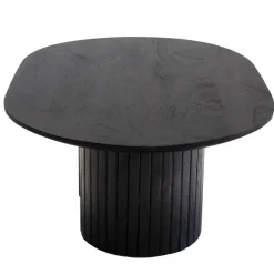 Giga Meubel Salontafel Zwart Mangohout - Ovaal - 90x60x35cm - Ava
