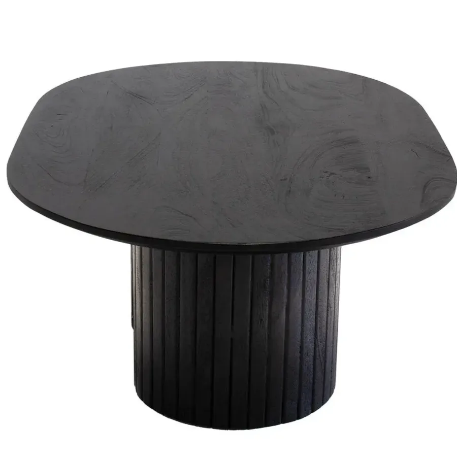 Giga Meubel Salontafel Zwart Mangohout - Ovaal - 90x60x35cm - Ava