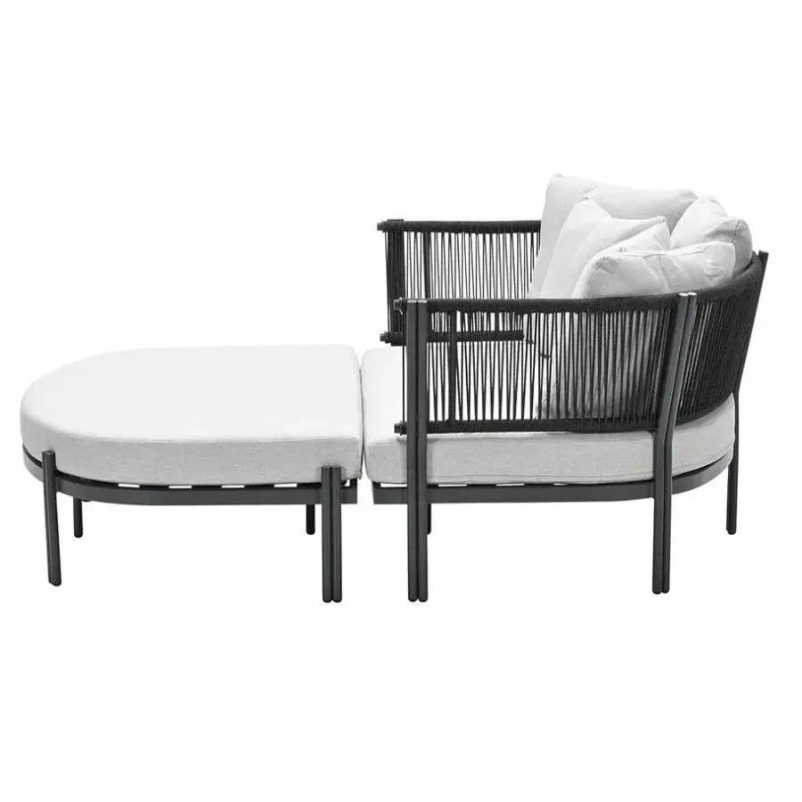 Ligbedden-Garden Impressions San Remo divanbed - carbon black - rope lava zwart - valley sand