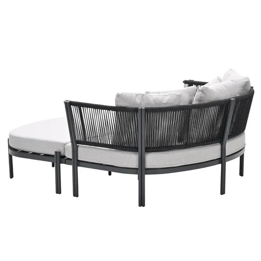 Ligbedden-Garden Impressions San Remo divanbed - carbon black - rope lava zwart - valley sand