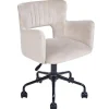 Beliani SANILAC - Bureaustoel - Beige - Fluweel