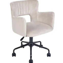 Beliani SANILAC - Bureaustoel - Beige - Fluweel