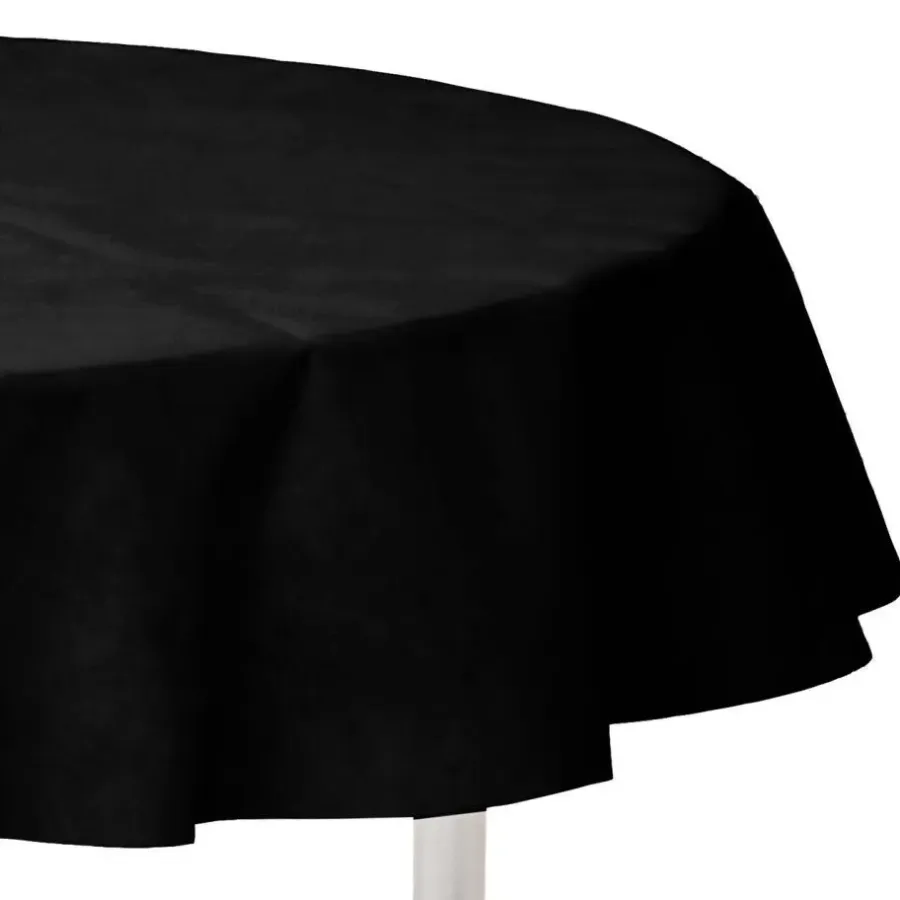 Santex Feest tafelkleed/tafellaken rond - zwart - 240 cm - stof