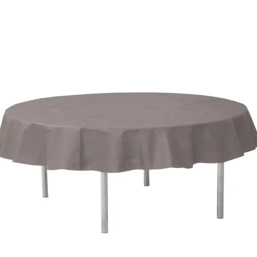 Santex Feest tafelkleed/tafellaken rond - grijs - 240 cm - stof