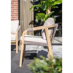 Tuinstoelen-Garden Impressions Santos dining fauteuil - acaciahout met white wash - taupe - sand
