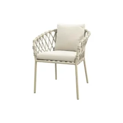 Tuinstoelen-Van der Garde Tuinmeubelen - Premium Sara dining tuinstoel - Rope/Latte - Zandkleur