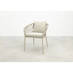 Tuinstoelen-Van der Garde Tuinmeubelen - Premium Sara dining tuinstoel - Rope/Latte - Zandkleur