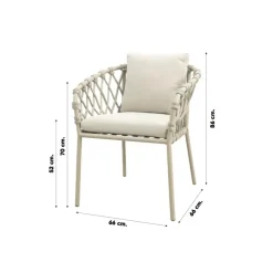 Tuinstoelen-Van der Garde Tuinmeubelen - Premium Sara dining tuinstoel - Rope/Latte - Zandkleur