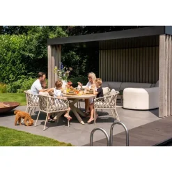 Tuinstoelen-Van der Garde Tuinmeubelen - Premium Sara dining tuinstoel - Rope/Latte - Zandkleur
