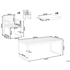 Tuinsets|Tuinsets-Beliani SASSARI II - Tuinset voor 8 - Lichthout/Wit - FSC acaciahout