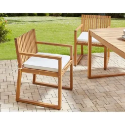 Tuinsets|Tuinsets-Beliani SASSARI II - Tuinset voor 8 - Lichthout/Wit - FSC acaciahout