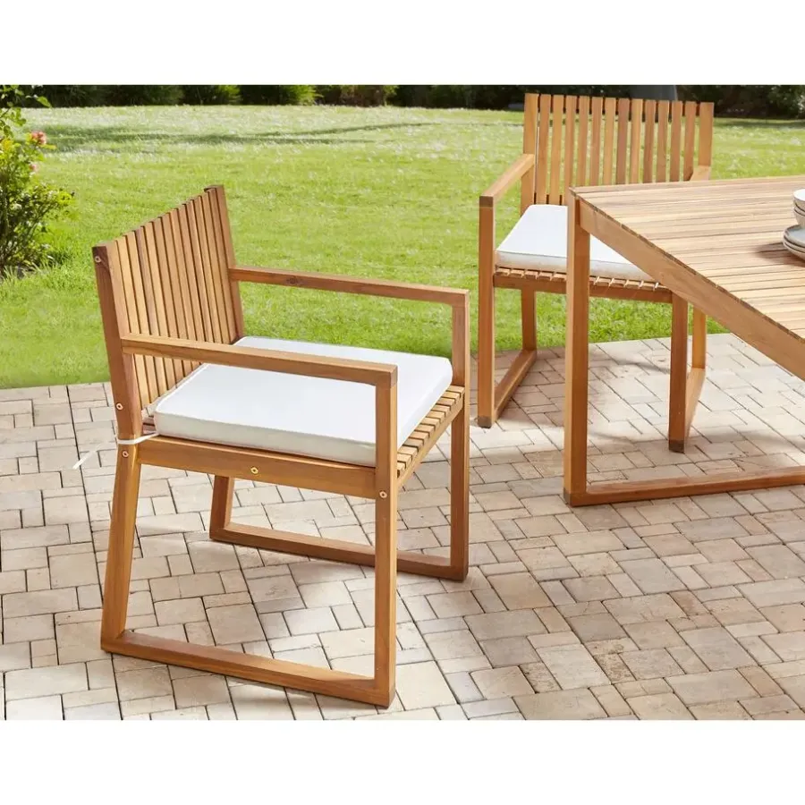 Tuinsets|Tuinsets-Beliani SASSARI II - Tuinset voor 8 - Lichthout/Wit - FSC acaciahout