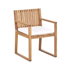 Tuinsets|Tuinsets-Beliani SASSARI II - Tuinset voor 8 - Lichthout/Wit - FSC acaciahout