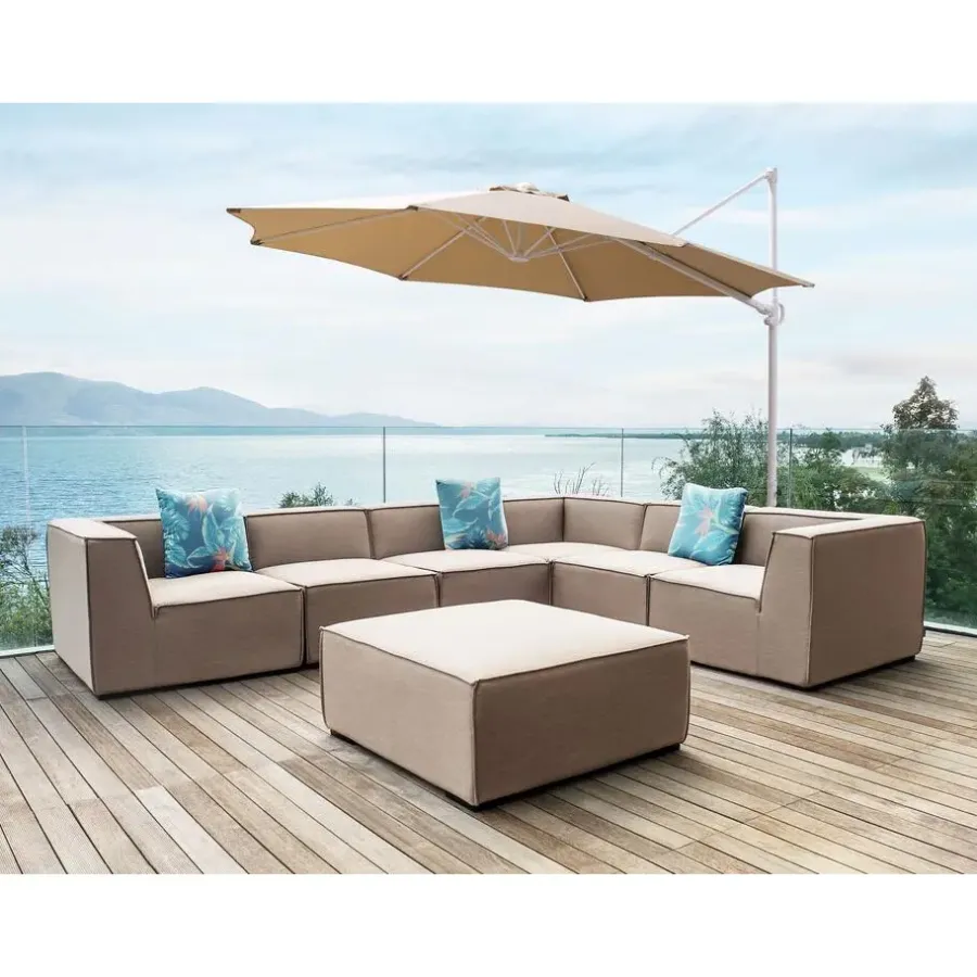 Beliani SAVONA II - Zweefparasol - Taupe/Wit - Polyester