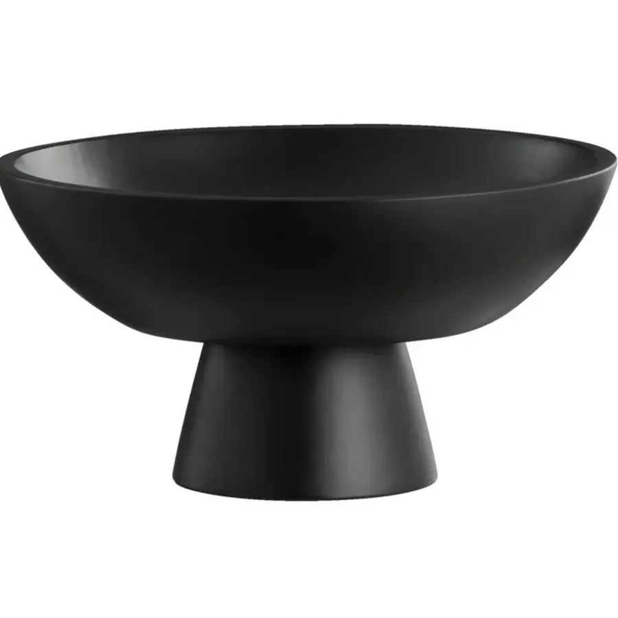 Dienbladen-Leen Bakker Schaal op voet - zwart mangohout - Ø32 cm