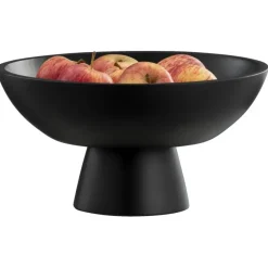 Dienbladen-Leen Bakker Schaal op voet - zwart mangohout - Ø32 cm
