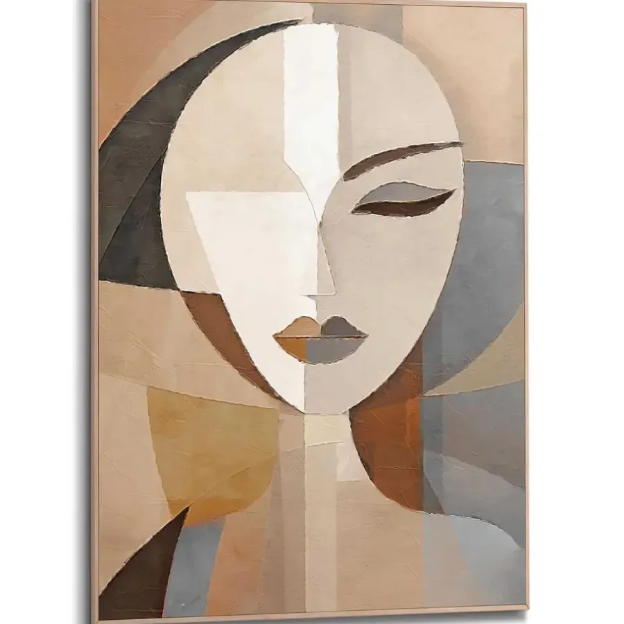 Schilderijen-Reinders Schilderij Abstracte vrouw - 70 x 50cm - Bruin