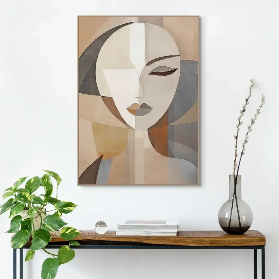Schilderijen-Reinders Schilderij Abstracte vrouw - 70 x 50cm - Bruin
