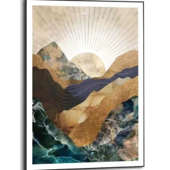 Schilderijen-Reinders Schilderij Abstracte zonsopkomst - 70 x 50cm - Blauw