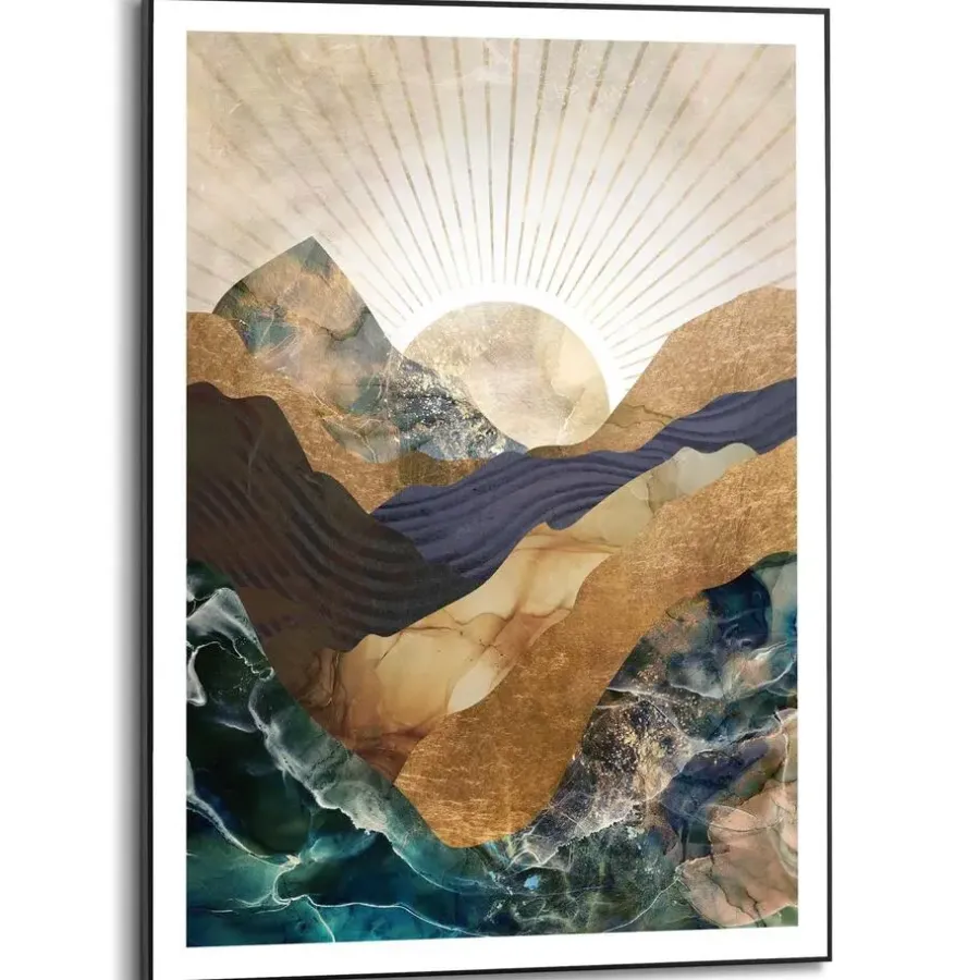 Schilderijen-Reinders Schilderij Abstracte zonsopkomst - 70 x 50cm - Blauw