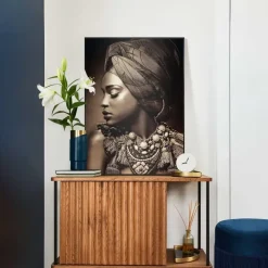 Reinders Schilderij Afrikaanse Vrouw - 70 x 50cm - Bruin