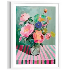 Schilderijen-Reinders Schilderij Bloemen op tafel - 70 x 50cm - Bont