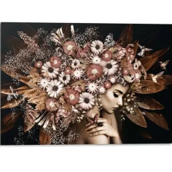 Schilderijen-Reinders Schilderij Bloemenrijkdom - 100 x 140cm - Bruin
