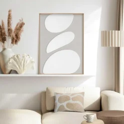 Schilderijen-Reinders Schilderij 3D Art Organic Pebbles - 70 x 50cm - Beige