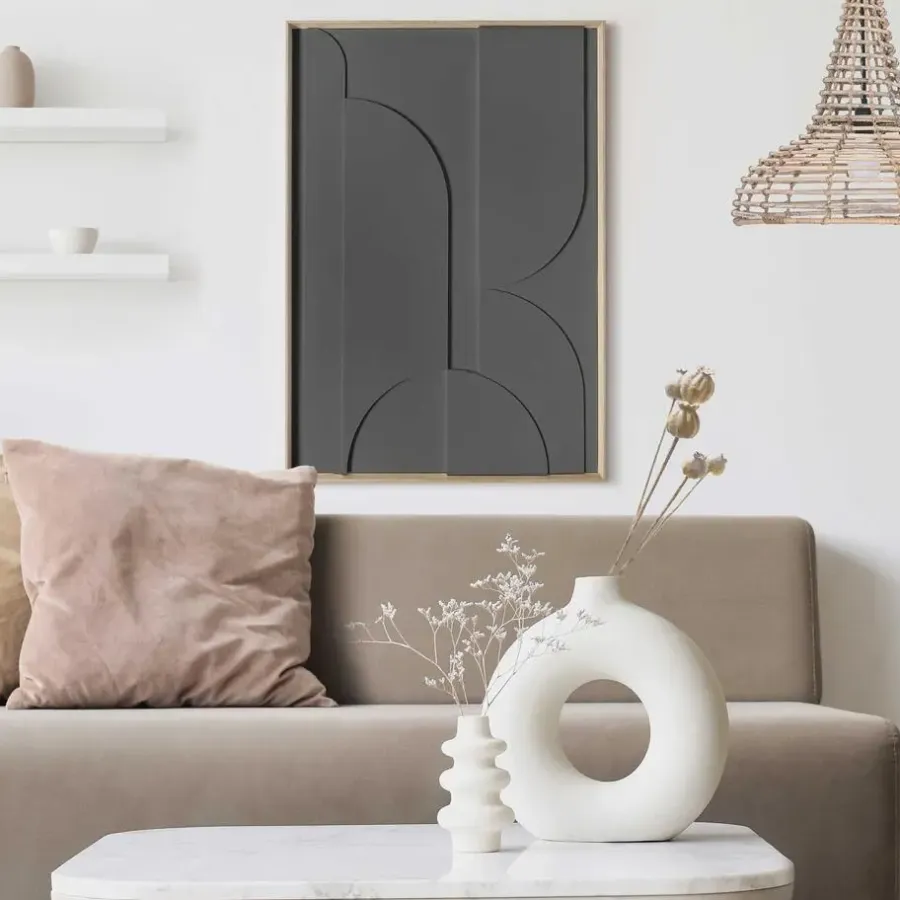 Reinders Schilderij 3D Art Puzzeled - charcoal - 70 x 50cm - Zwart