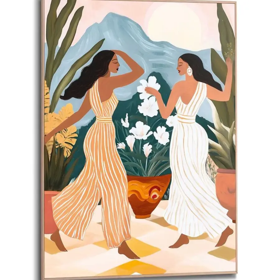 Reinders Schilderij Dansende dames - 70 x 50cm - Bont