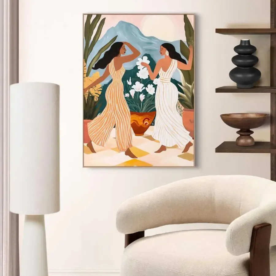 Reinders Schilderij Dansende dames - 70 x 50cm - Bont