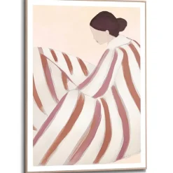 Schilderijen-Reinders Schilderij Gestreepte vrouw - 70 x 50cm - Bruin