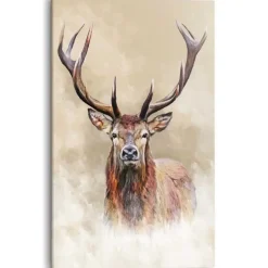 Reinders Schilderij Getekend hert - 118 x 70cm - Beige
