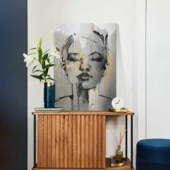Reinders Schilderij Gezicht - 70 x 50cm - Goudkleurig