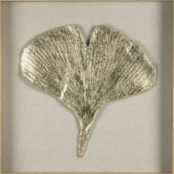 Leen Bakker Schilderij Ginko goudkleur MDF/glas - 50x50 cm