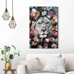 Reinders Schilderij Jungle leeuw - 90 x 60cm - Bont
