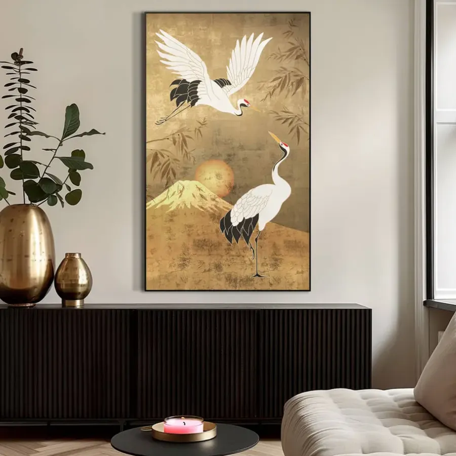 Leen Bakker Schilderij Kraanvogel - multikleur - 118x70 cm