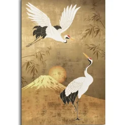 Reinders Schilderij Kraanvogels - 90 x 60cm - Goudkleurig