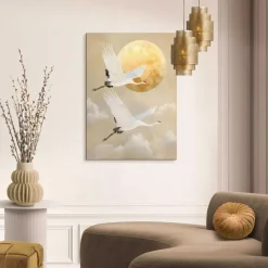 Schilderijen-Reinders Schilderij Kraanvogels - 70 x 50cm - Beige