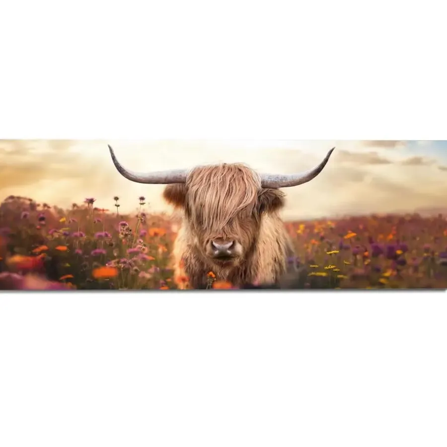 Reinders Schilderij Lente schotse hooglander - 52 x 156cm - Bruin